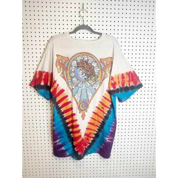 Vintage 2003 Grateful Dead Liquid Blue Tie Dye T-Shirt | Skeleton & Roses | XL - Picture 2 of 11